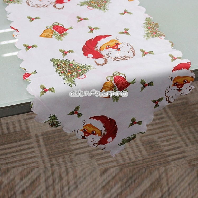 36x180cm Christmas Table Tablecloth Home Party Decoration Santa Claus Tapestry