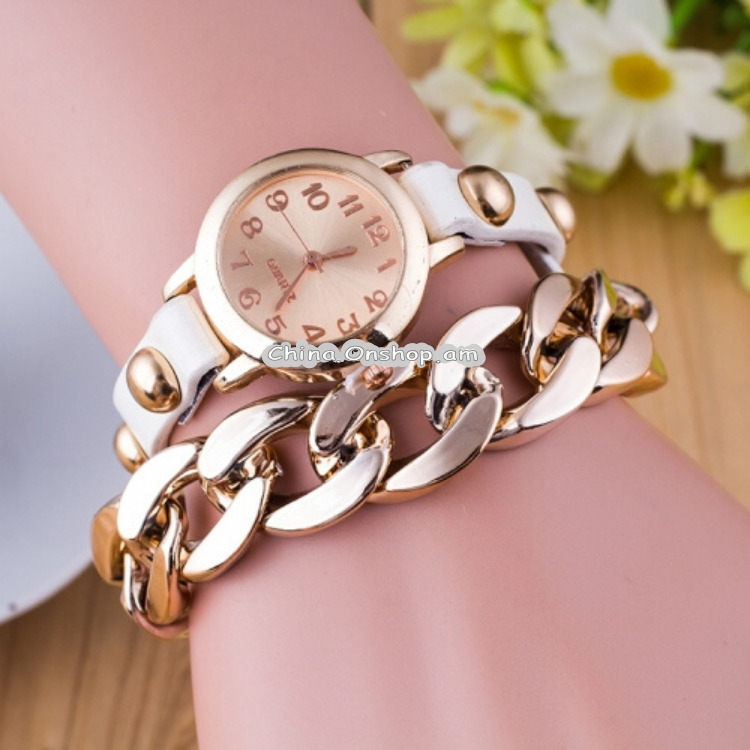 Female Models Chain Bracelet Watch Three Laps Around The Table