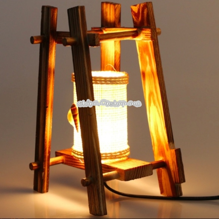 220V 15W E12 Cottage Original Wood Led Table Lamp for Coffee Bar Restaurant Bedroom Decor Night Ligh