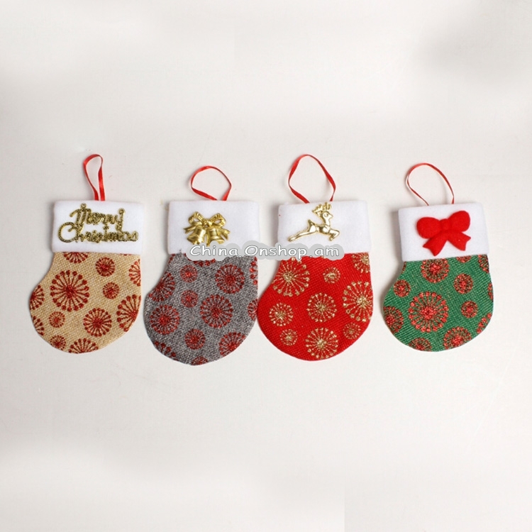 2 PCS Creative Christmas Stocking Knife and Fork Set Table Decoration(Red Socks + Deer )