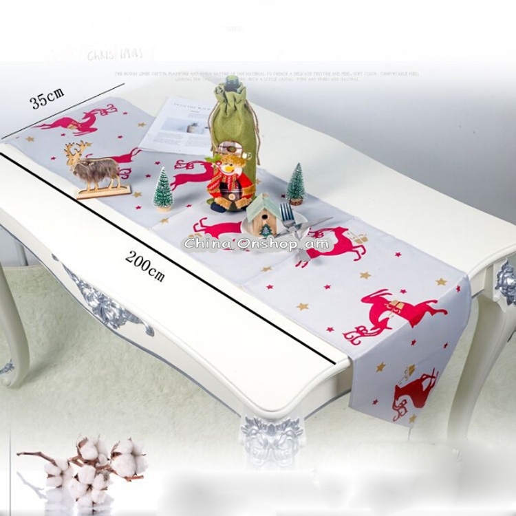 Christmas Fabric Print Table Flag Decorations(Santa )