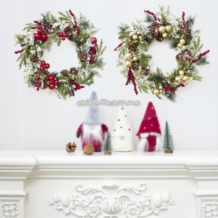 2 PCS Christmas Creative Wreath Pine Cone Ornament