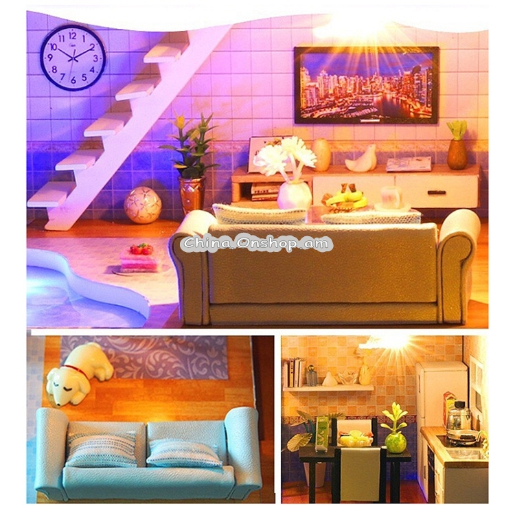 Meet You Wooden House Furniture DIY Miniature House Dollhouse