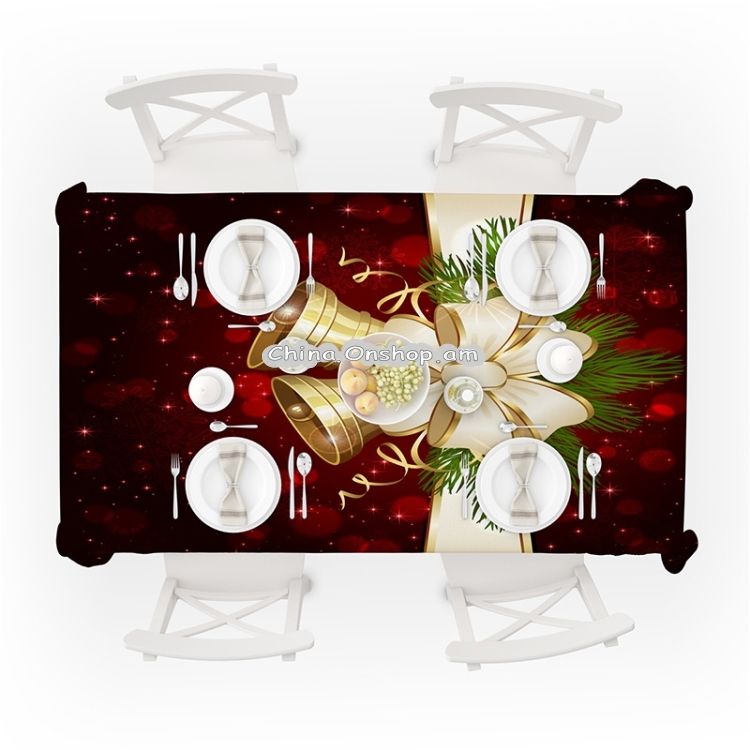 Household Rectangular Tablecloth Christmas Dining Coffee Table Cloth Decoration, Size:150x300cm(Christmas Bell)