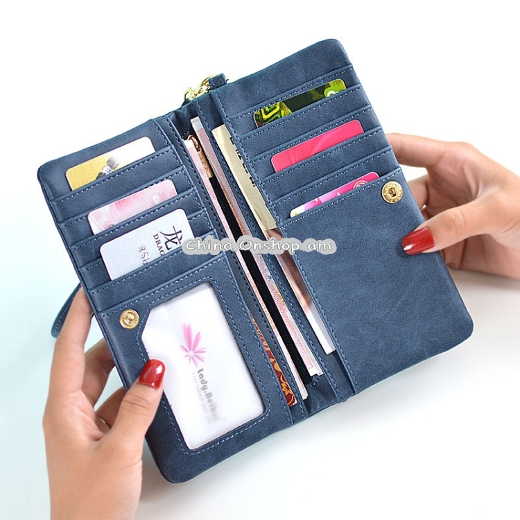 Women Long Wallet Female High Capacity Double Zippers Clutch Purse