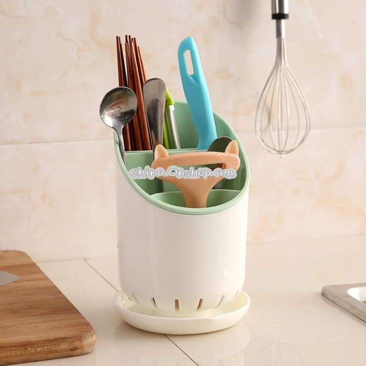 Creative Multi-function Double Drain Shelf Kitchen Chopsticks Storage Bucket Tableware Storage Box
