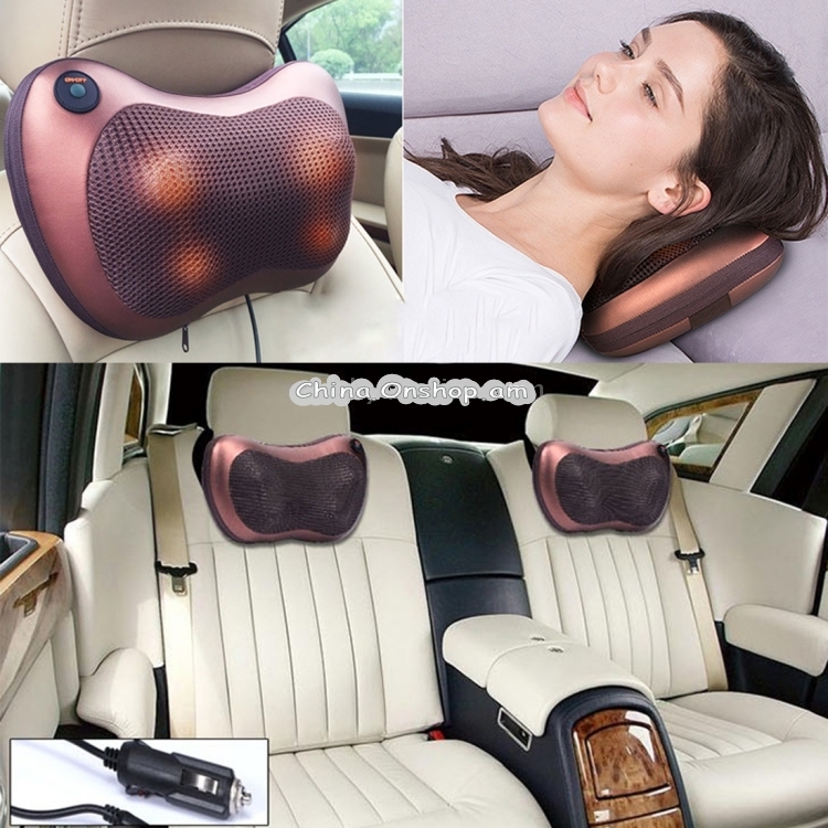FP-8018 Multifunctional Portable Onboard 4 Heated Rollers Car Home Massage Pillow, Size: 30 x 18.5 x 8 cm