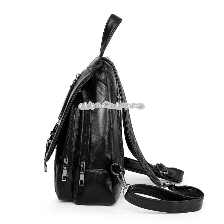 PU Leather Double Shoulders School Bag Travel Backpack Bag