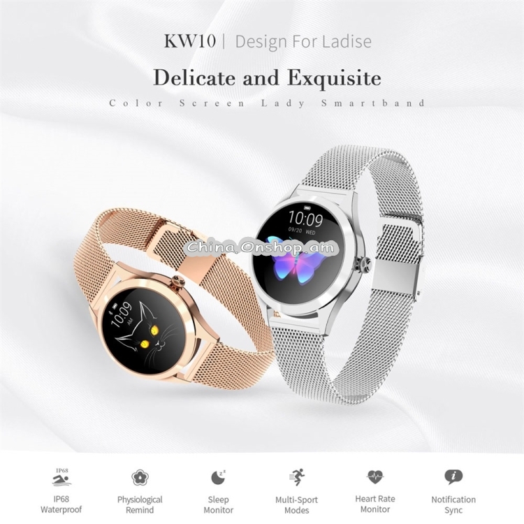 KW10 1.04 inch TFT Color Screen Smart Watch IP68 Waterproof,Metal Watchband,Support Call Reminder /Heart Rate Monitoring/Sedentary reminder/Sleep Monitoring/Predict Menstrual Cycle Intelligently