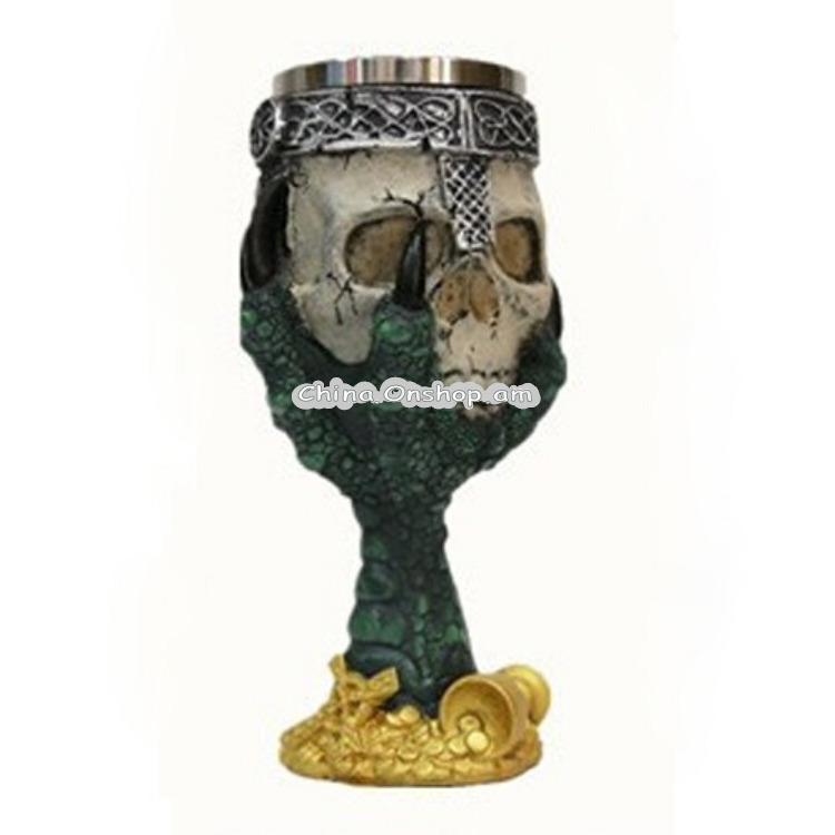 Hawk Claw Skull Shape Resin Double Layer Stainless Steel Goblet Water Cup