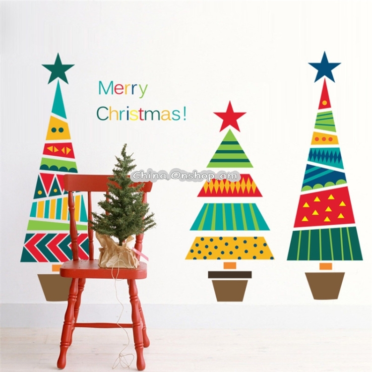 Ամանորյա ինքնակպչուն դեկոր Cartoon Christmas Tree