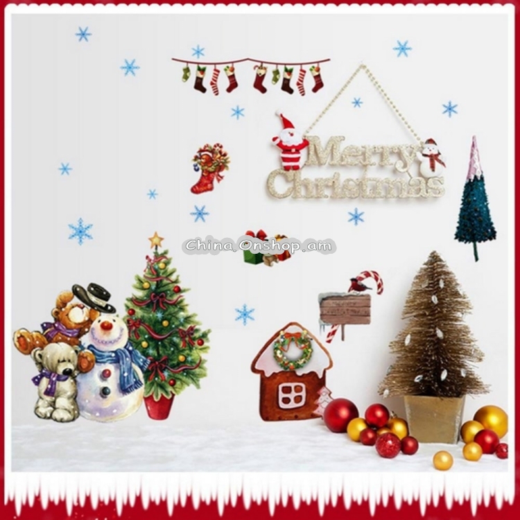 Santa Claus Wall Stickers Decorated Window Glass Door and Window Wall Stickers