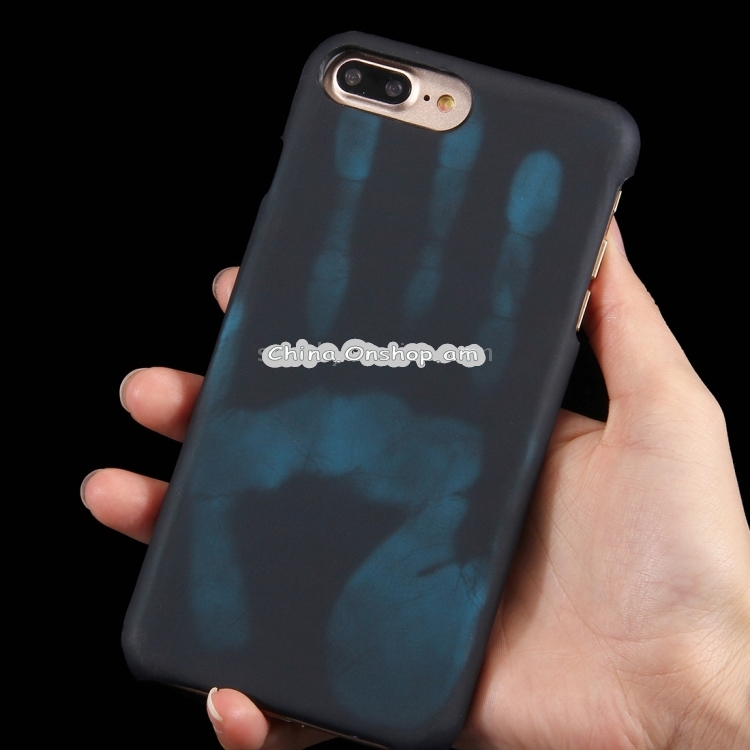For iPhone 8 Plus & 7 Plus Heat Sensitive Phone Case Silicone Protective Case Back Cover - black