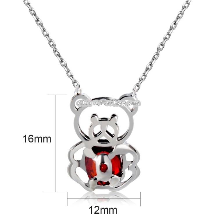 Panda-shaped zircon inlaid pendant necklace silver, Chain Length