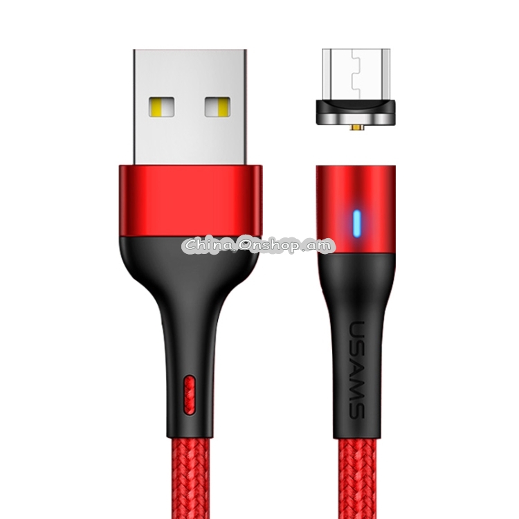 USAMS US-SJ335 U29 2 in 1 Micro USB Charging + Transmission Aluminum Alloy Magnetic Round Connector Data Cable