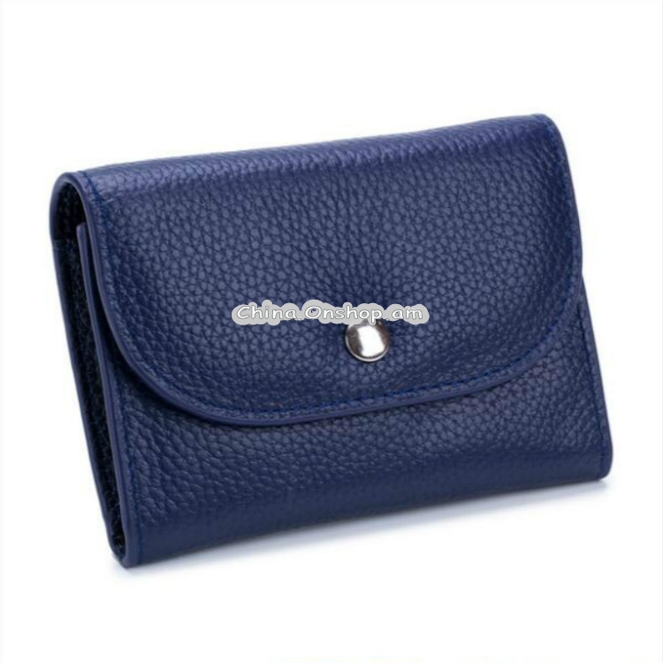 Short Mini Slim Top-grain Leather Wallet Card Bag Zip Coin Pocket