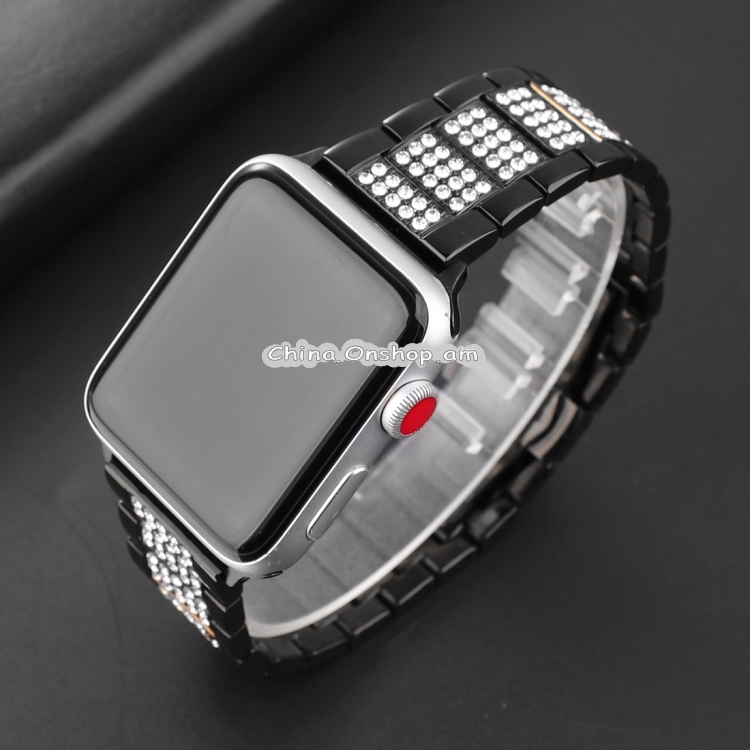 Three beads with Diamond Watch Strap for Apple Watch Series 5 & 4 & 3 & 2 & 1 38mm & 40mm