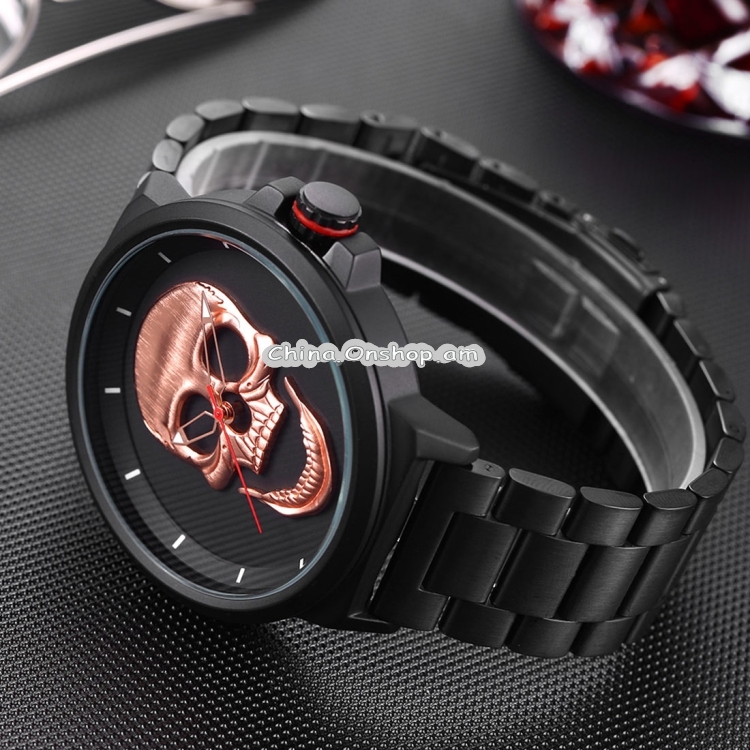 1600 JIAYUYAN Fashion Quartz Wrist Watch with Stainless Steel Strap/Band & The Cool Skull Watch For Man