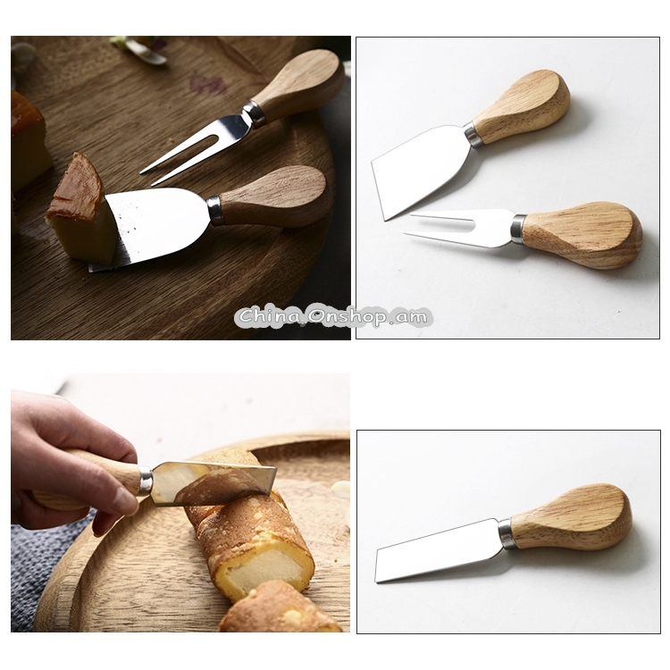 kn603 4 in 1 Wooden Handle Stainless Steel Cheese Knife Baking Tool Set