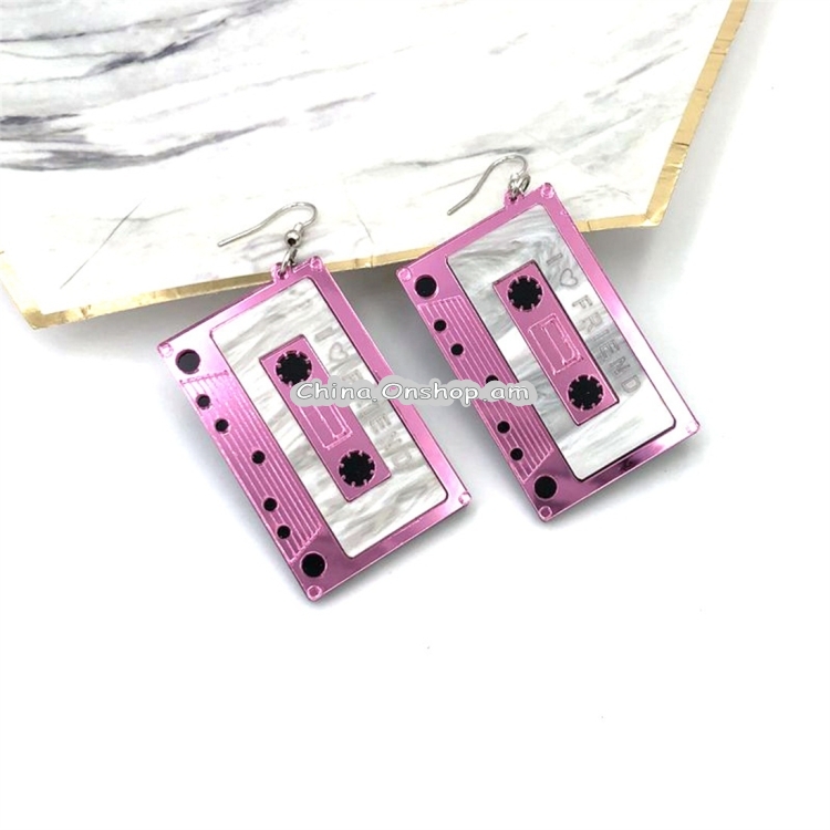 2 Pairs Women Fashion Retro Acrylic Tape Earrings
