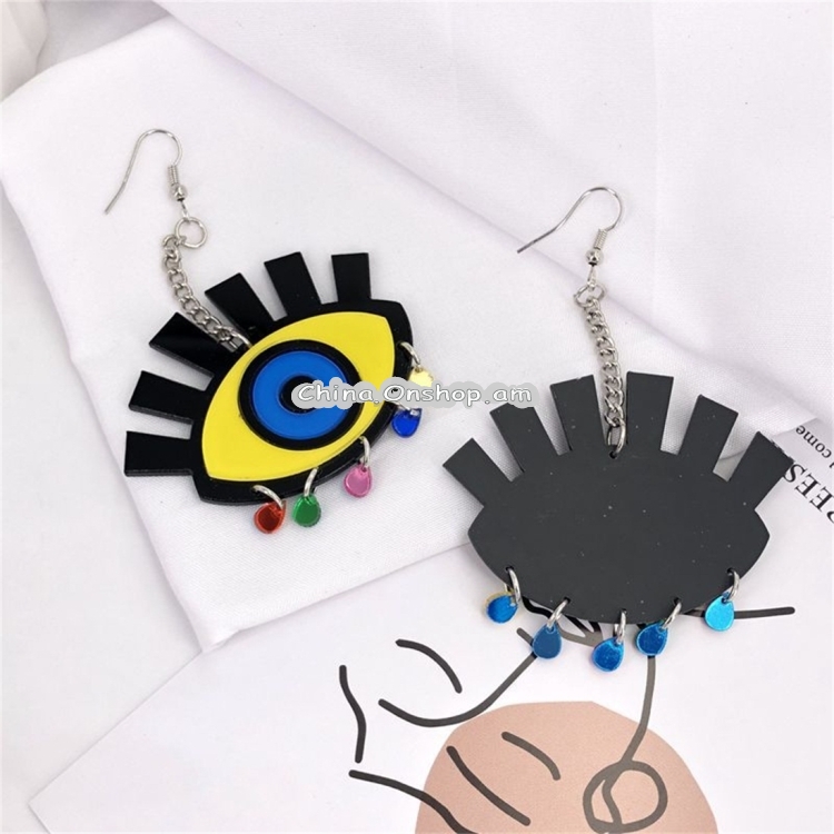 Pairs Women Fashion Acrylic Yellow Eye Tears Pendant Earrings