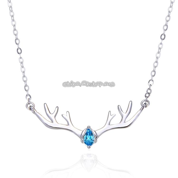 Women Fashion S925 Sterling Silver Elk Shape Necklace