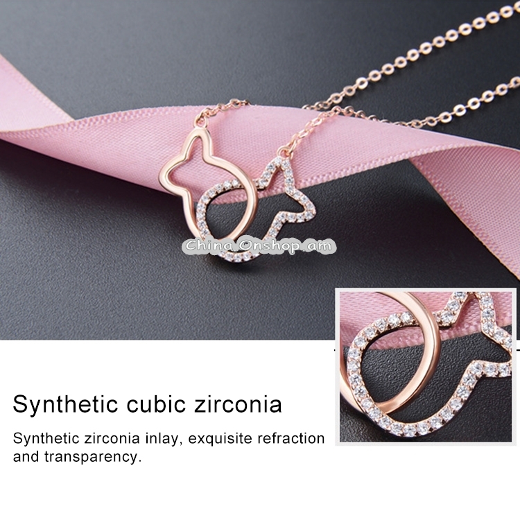 Women Fashion S925 Sterling Silver Kissing Fish Clavicular Chain Necklace