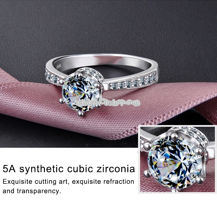 Women Fashion S925 Sterling Silver Zircon Micro-insert Ring
