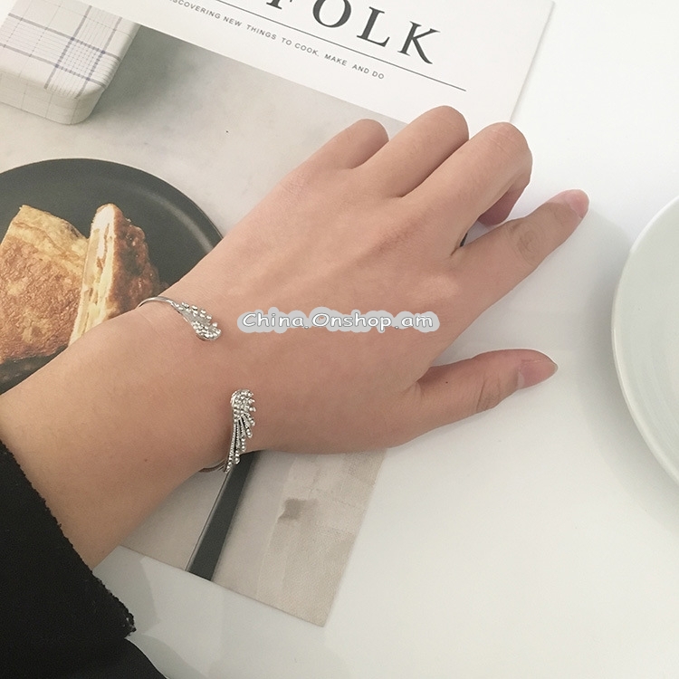 Angel Wings Silver Plated Crystal Adjustable Woman Bracelet