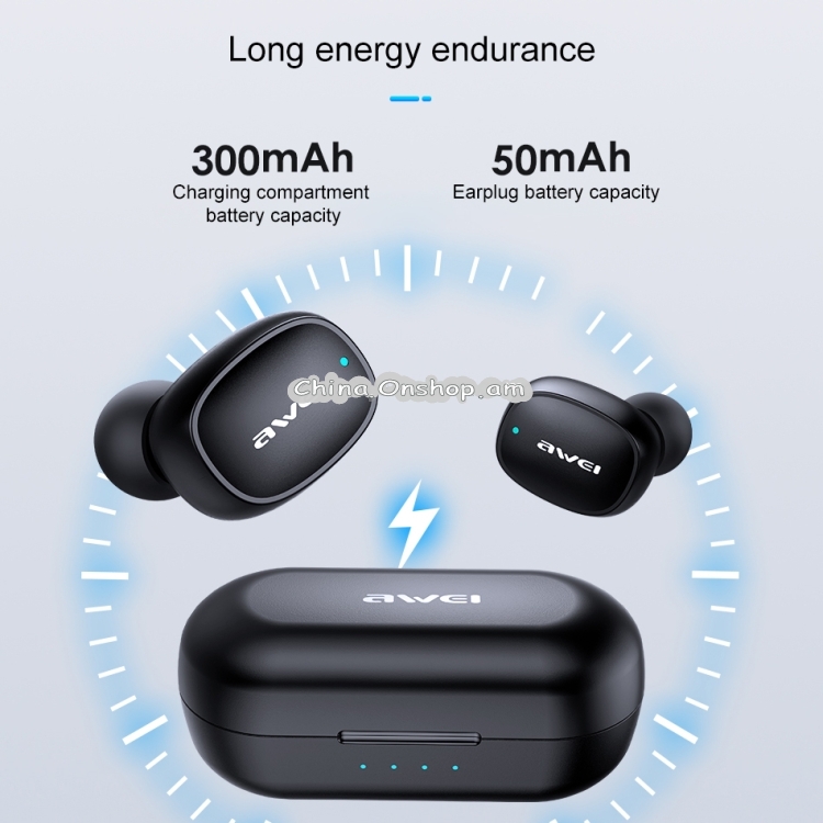 awei T13 Bluetooth V5.0 Ture Wireless Sports Headset with Charging Case