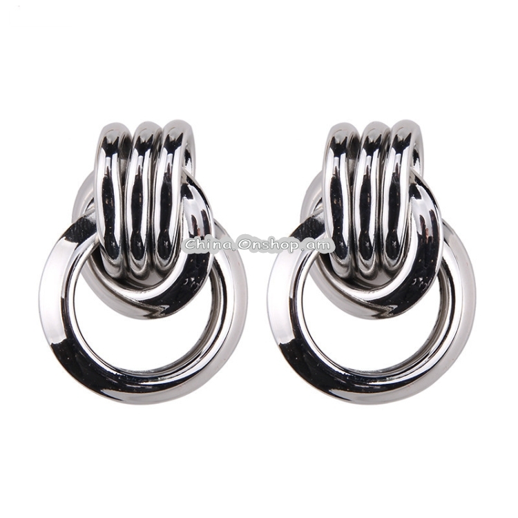 Vintage Trendy Punk Metal Circle Stud Earring for Women