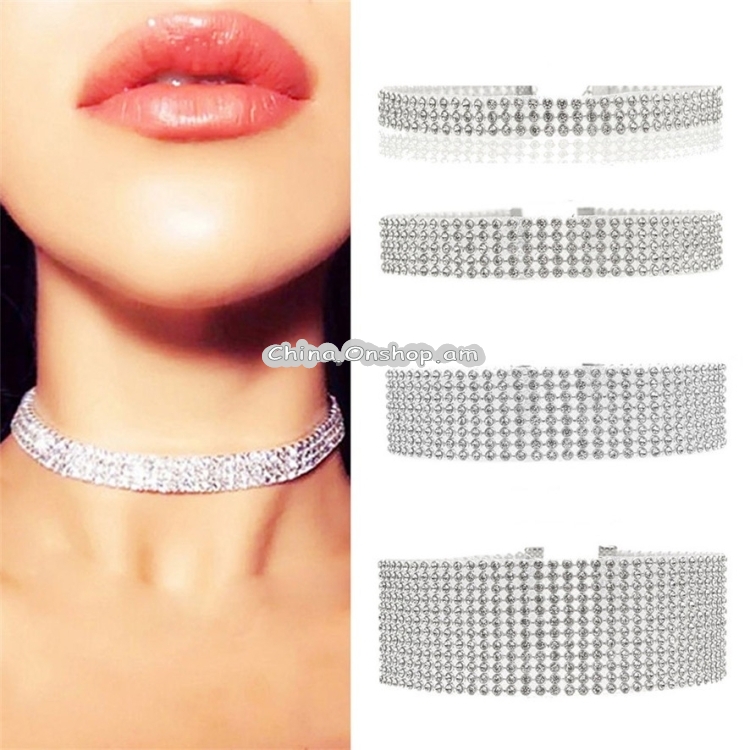 Wedding Full Crystal Rhinestone Choker Necklace For Women