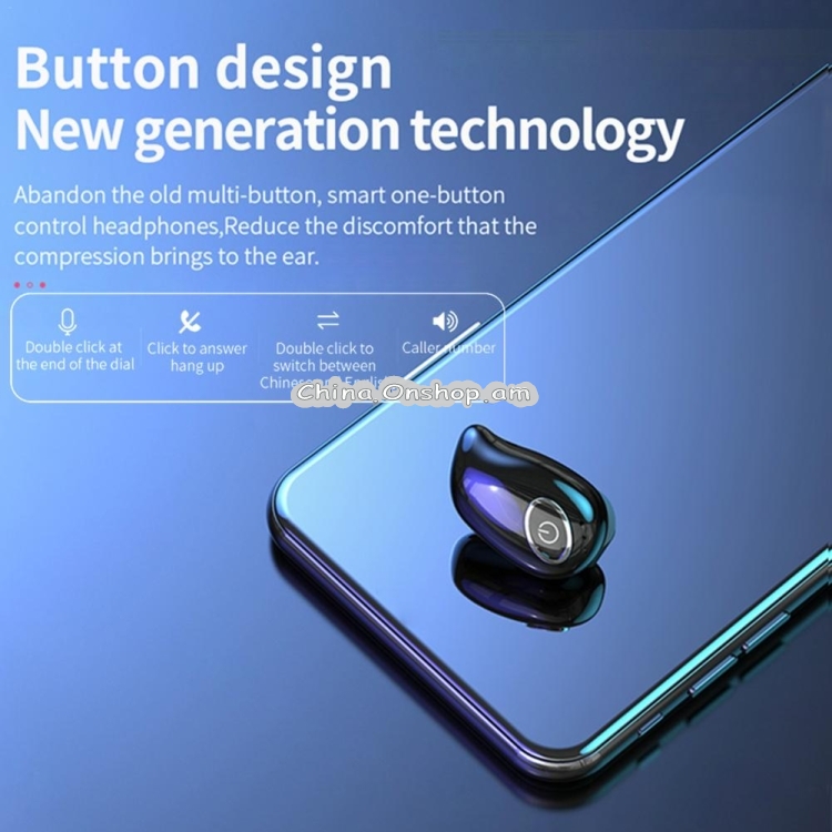 V21 Mini Single Ear Stereo Bluetooth V5.0 Wireless Earphones with Charging Box