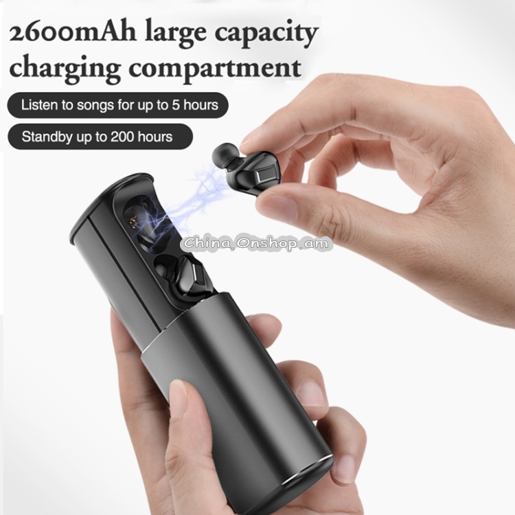 T60 TWS Digital Display Pull-out Switch Bluetooth V5.0 Wireless Earphones