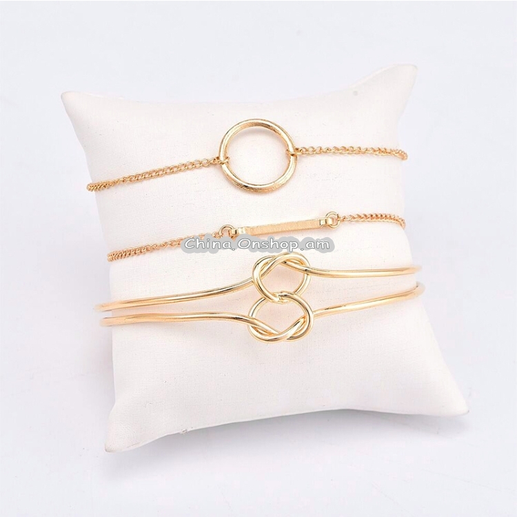 Punk Simple Double Knot Loop Metal Chain Bracelet Bohemian Retro Jewelry