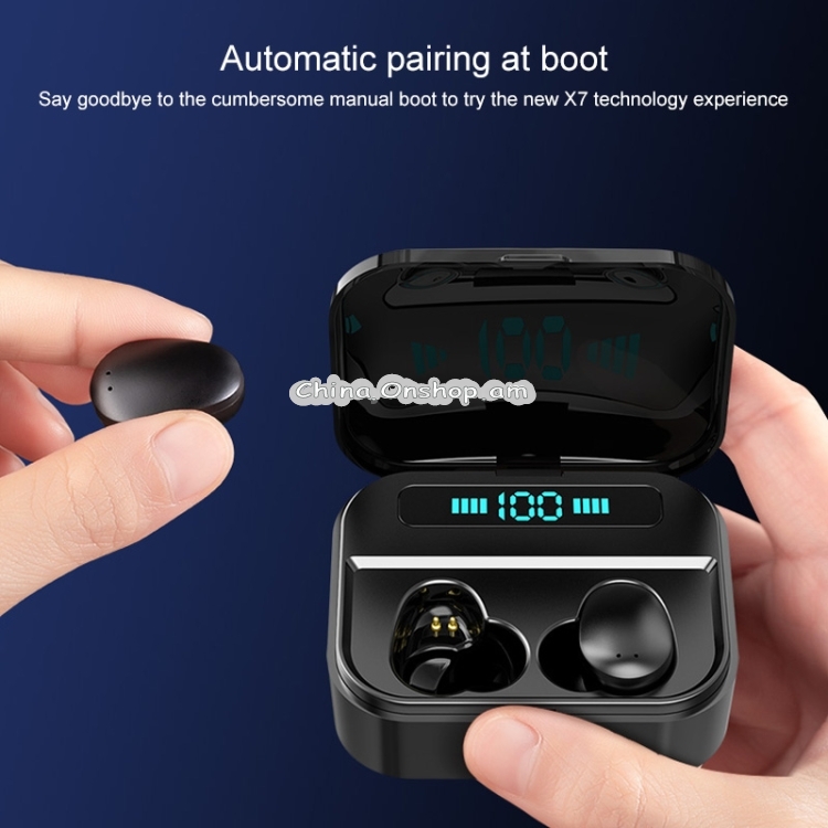 X7 TWS V5.0 Binaural Wireless Stereo Bluetooth Headset with Charging Case and Digital Display