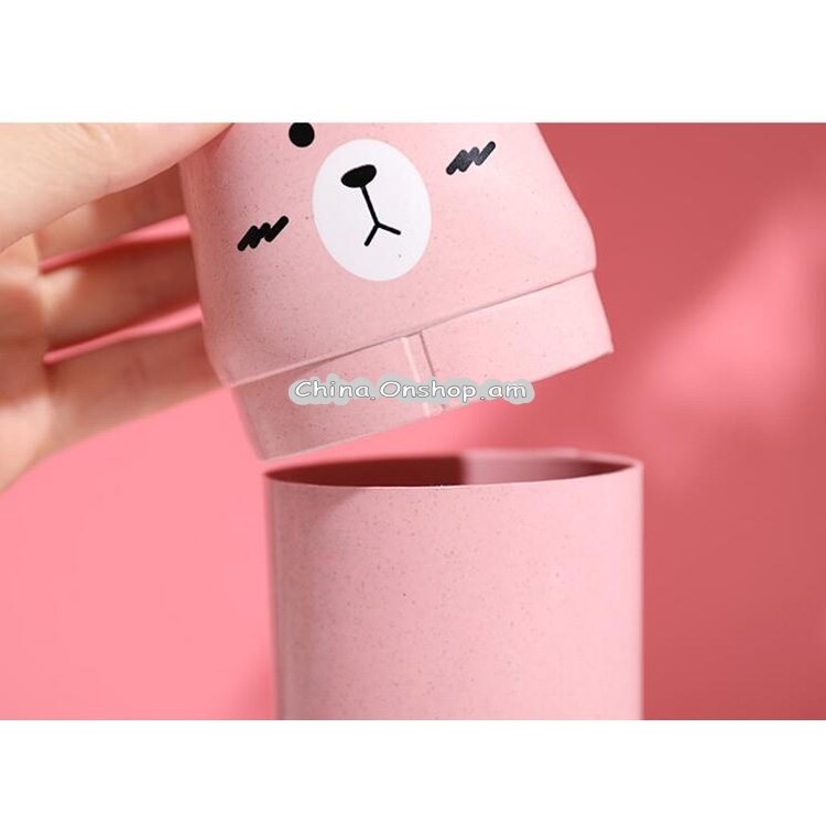 Cute Cartoon Bear Wash Cup Portable Cover Toothbrush Toothpaste Storage Box