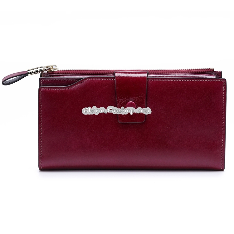 8236 Antimagnetic RFID Multi-function Oil Wax Leather Lady Wallet Large-capacity Purse