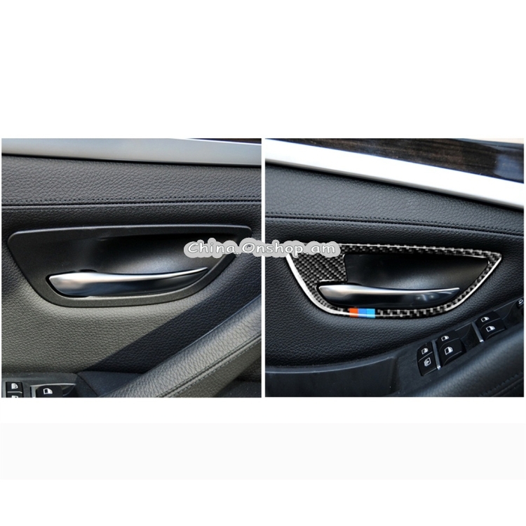 4 PCS Three Color Carbon Fiber Car Door Handle Frame Decorative Sticker for BMW 5 Series F10 2011-2017