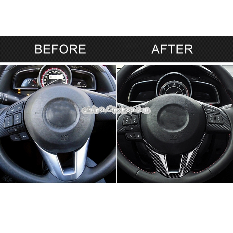 Car Carbon Fiber Steering Wheel Decorative Sticker for Mazda Axela 2014-2016