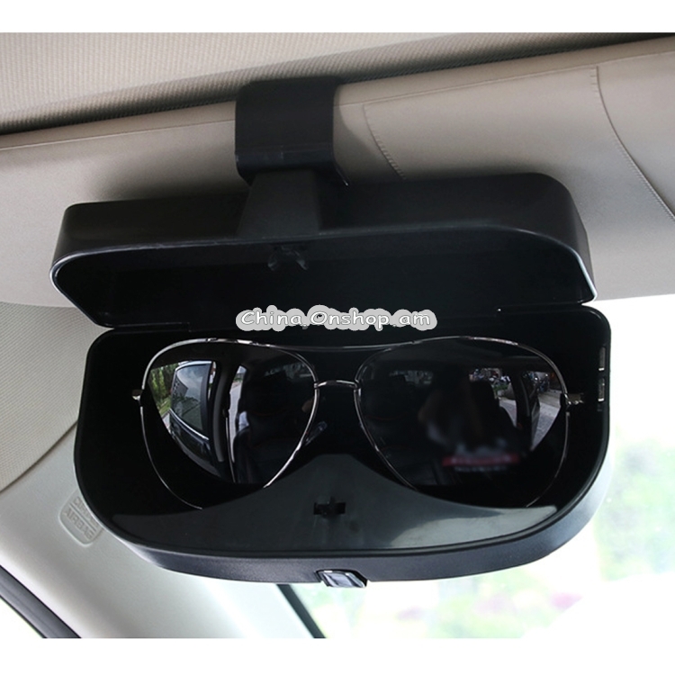 Car Multi-functional Glasses Case Sunglasses Box with Card Slot, Flat Style