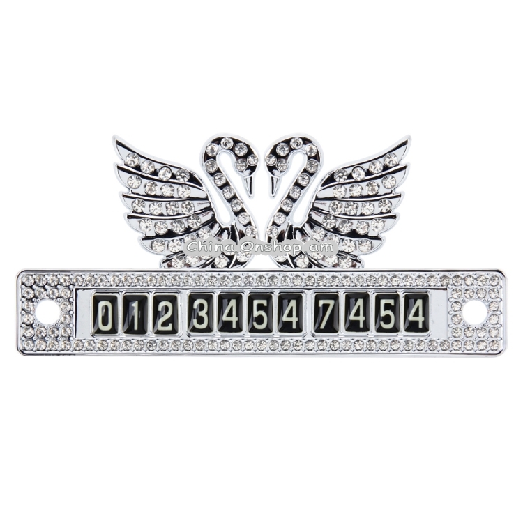 Swan Modeling Luminous Parking Card Temporary Car Parking Card with Diamond Decoration