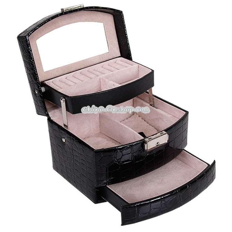 Multi-layer Large Capacity Storage Jewelry Box Cosmetic Case Leather Jewelry Storage Box