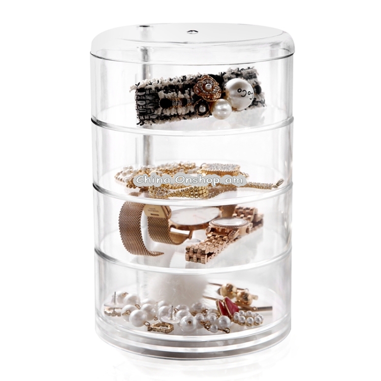 Cosmetics Desktop Cosmetic Case with Lid Jewelry Rack Box, Size:11.5×11.5×17.5cm
