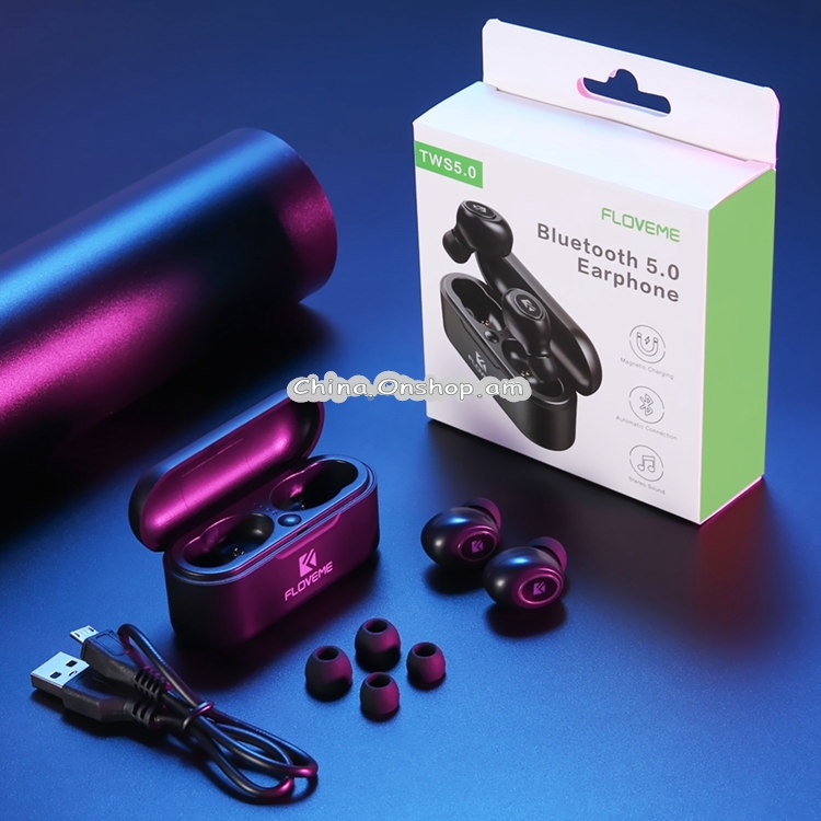 FLOVEME Universal Bluetooth 5.0 Earbuds Stereo Headset In-Ear Earphone with Charging Box