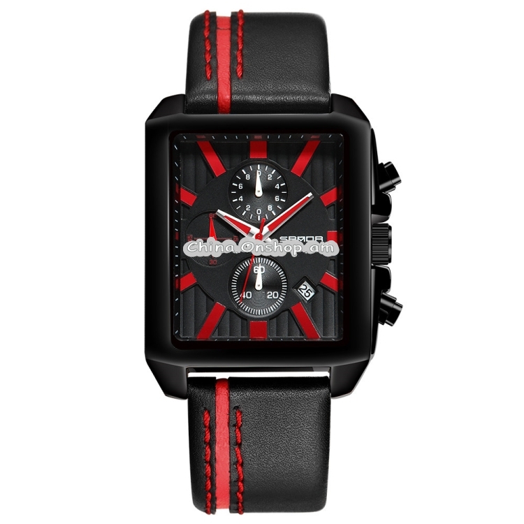 SANDA 5003 Three Eye Watch Six Pin Multi Purpose Sport Men Watch Leather Watch Student Waterproof Quartz Watch
