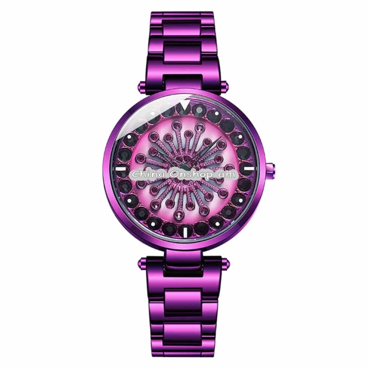 SANDA 1017 Lady Watch All Over The Sky Star 360 Degree Rotating Watch Diamond Steel Band Women Watch
