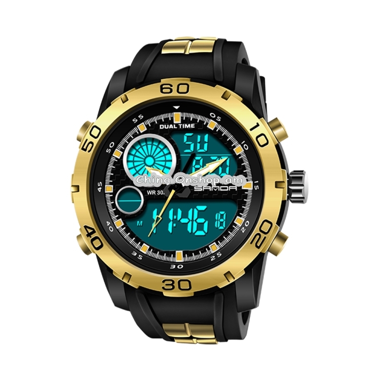 SANDA New Waterproof Luminous Plastic Multi Functional Watch Men Outdoor Sports LED Electronic Watch