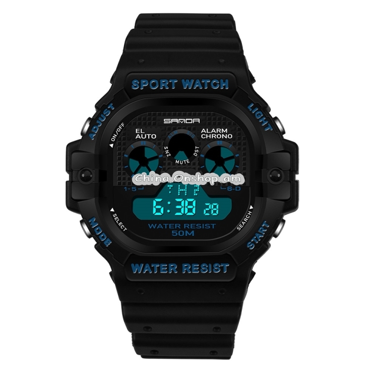 SANDA777 Multi Function Sports Watch Watch Men And Women Watch Student Business Waterproof Square Electronic Watch