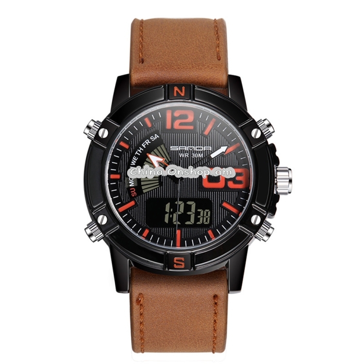 SANDA773 Watch Trend Calendar Night Light Waterproof Student Watch Multifunction Sports Leather Electronic Watch